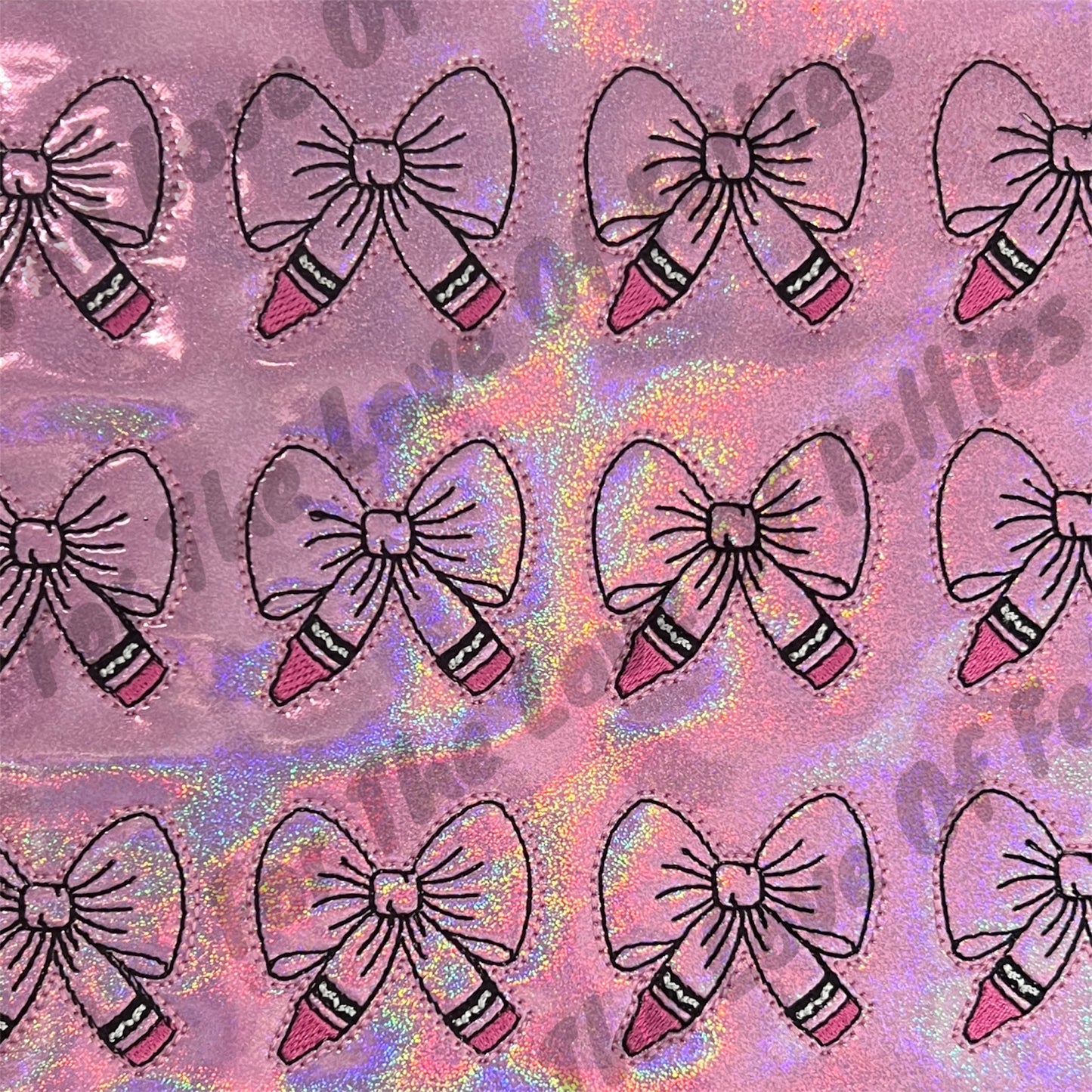 Pink Crayon Bow Feltie