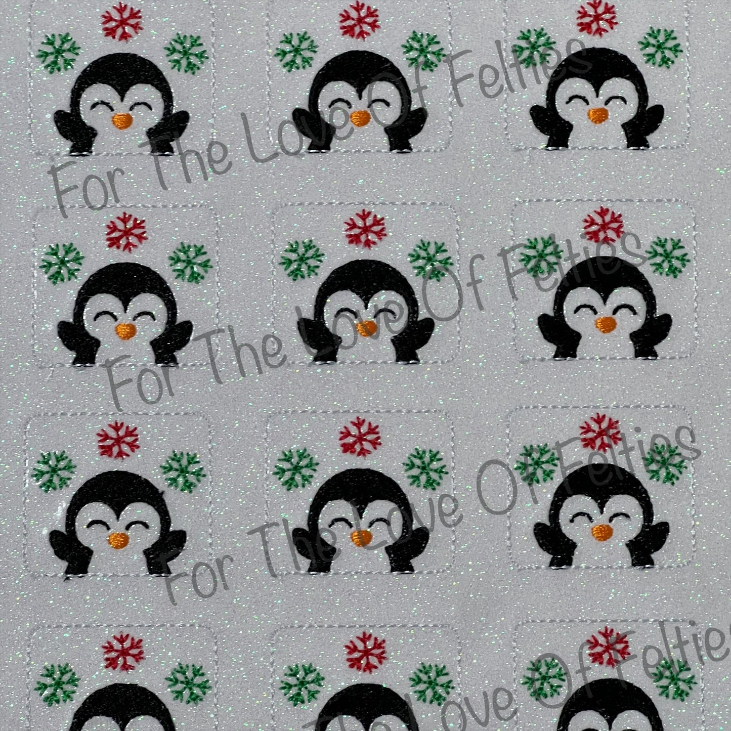 Penguin with Christmas Snowflakes Feltie