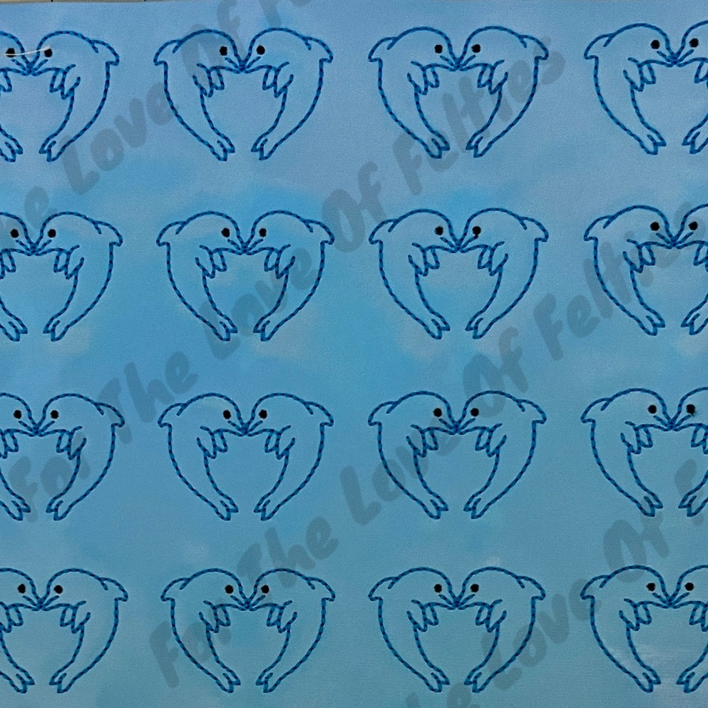 Blue Dolphin Heart Feltie