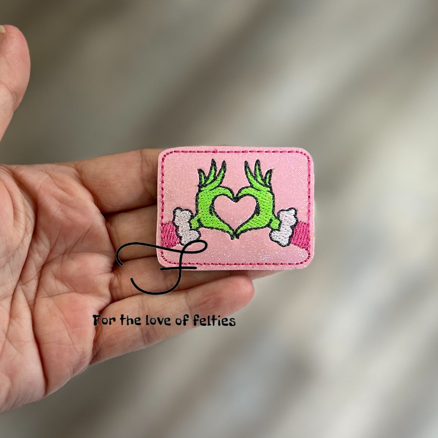 Pink Mean One Hand Heart Feltie