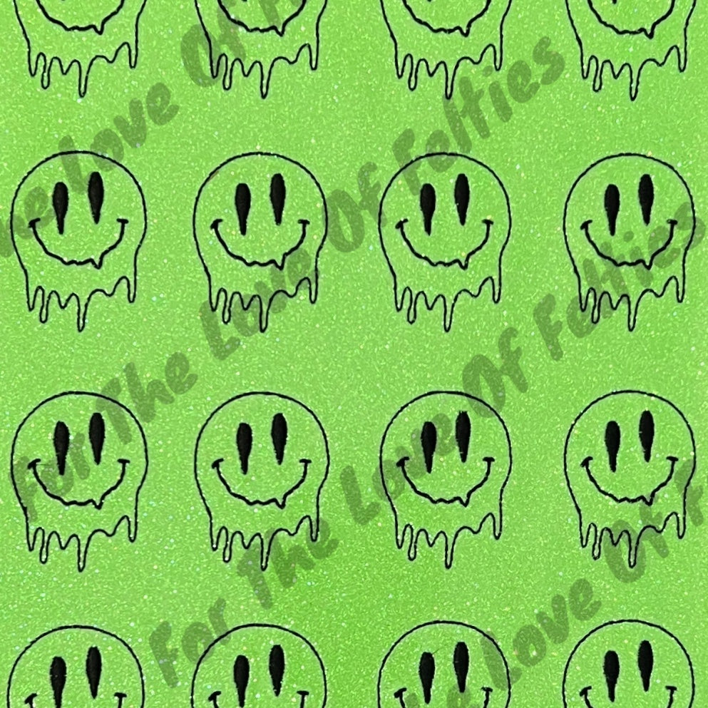 Green Melting Smiley Feltie