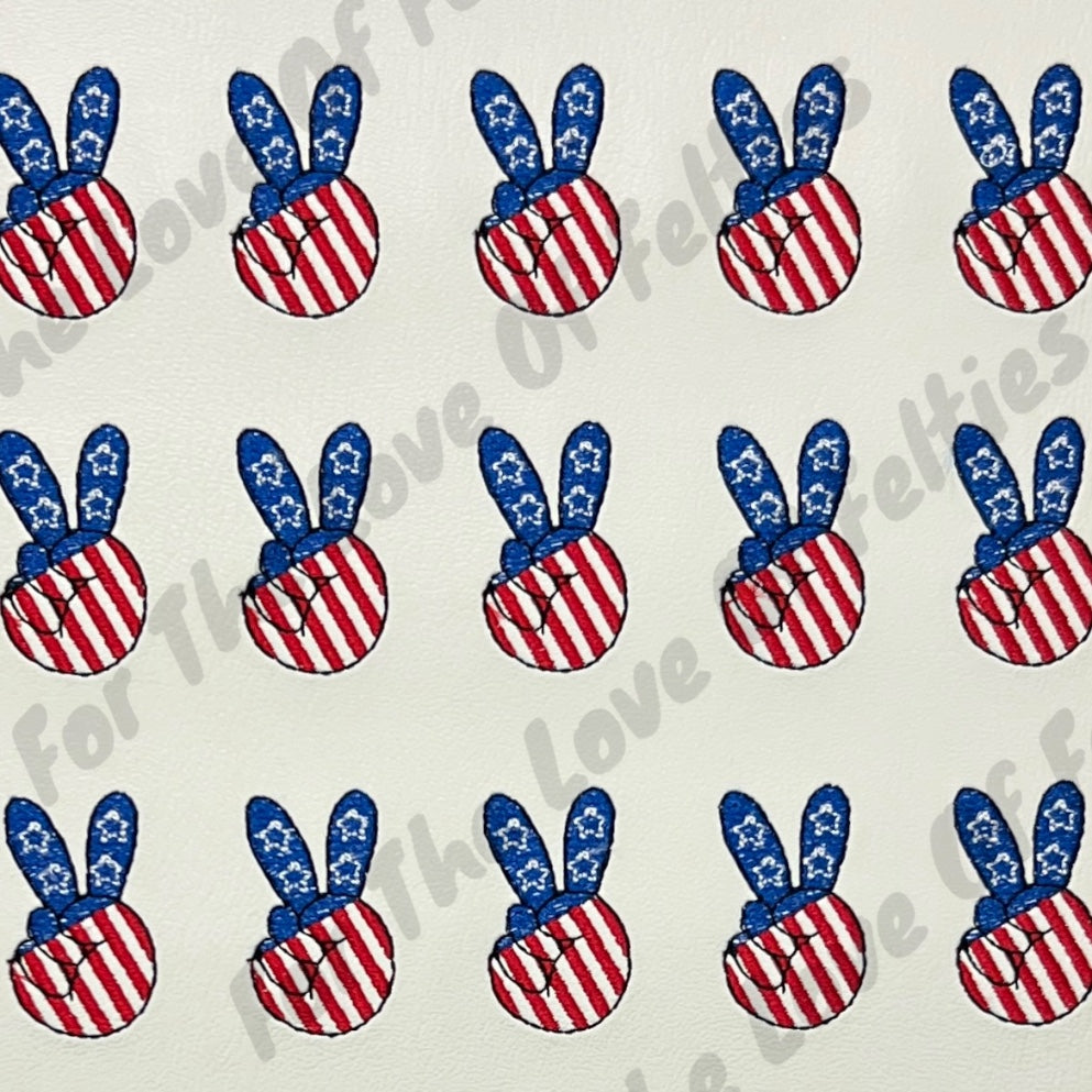 Red , White And Blue Peace Hand Feltie