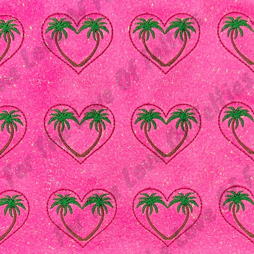 Pink Palm Tree Heart Feltie