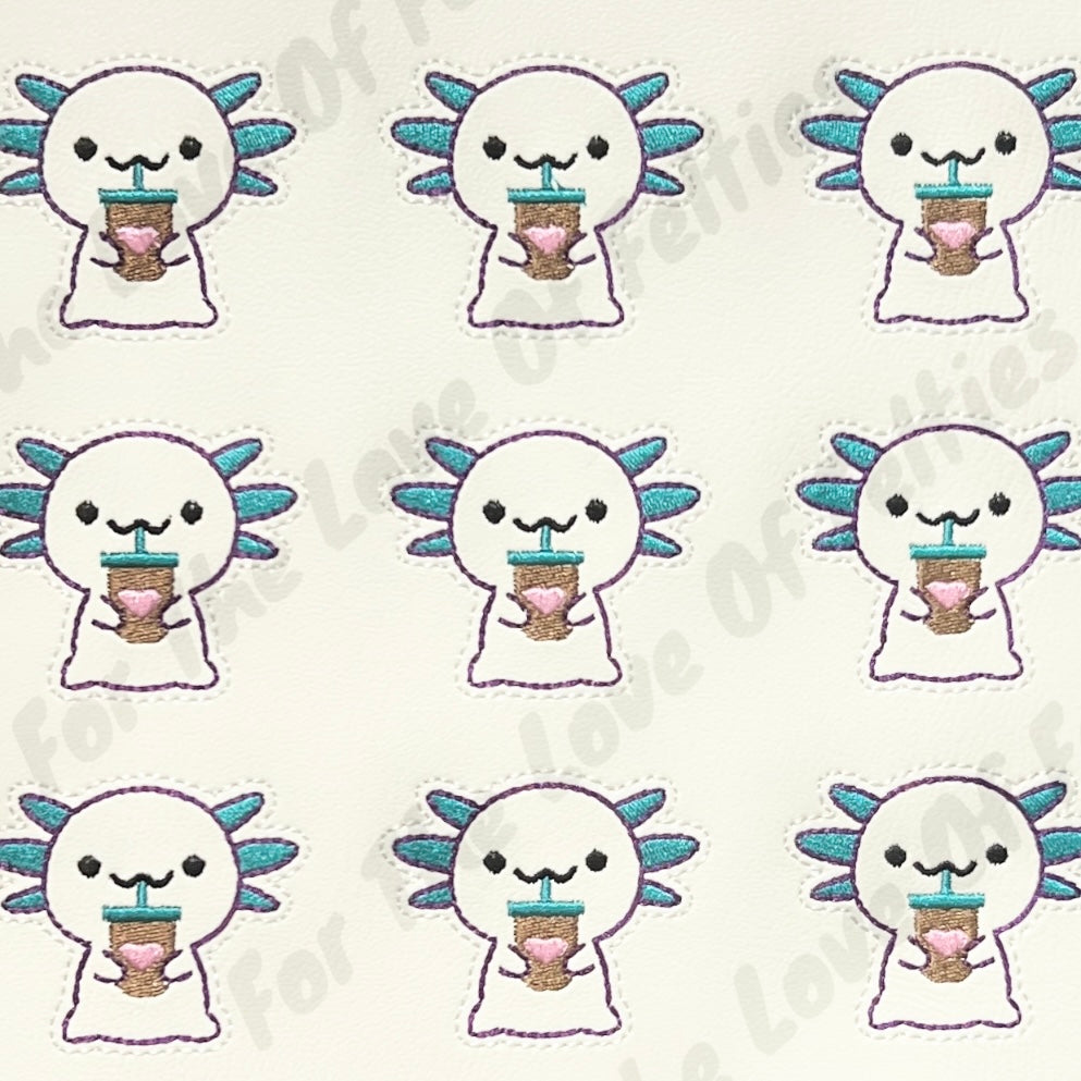 Axolotl With Coffee Feltie