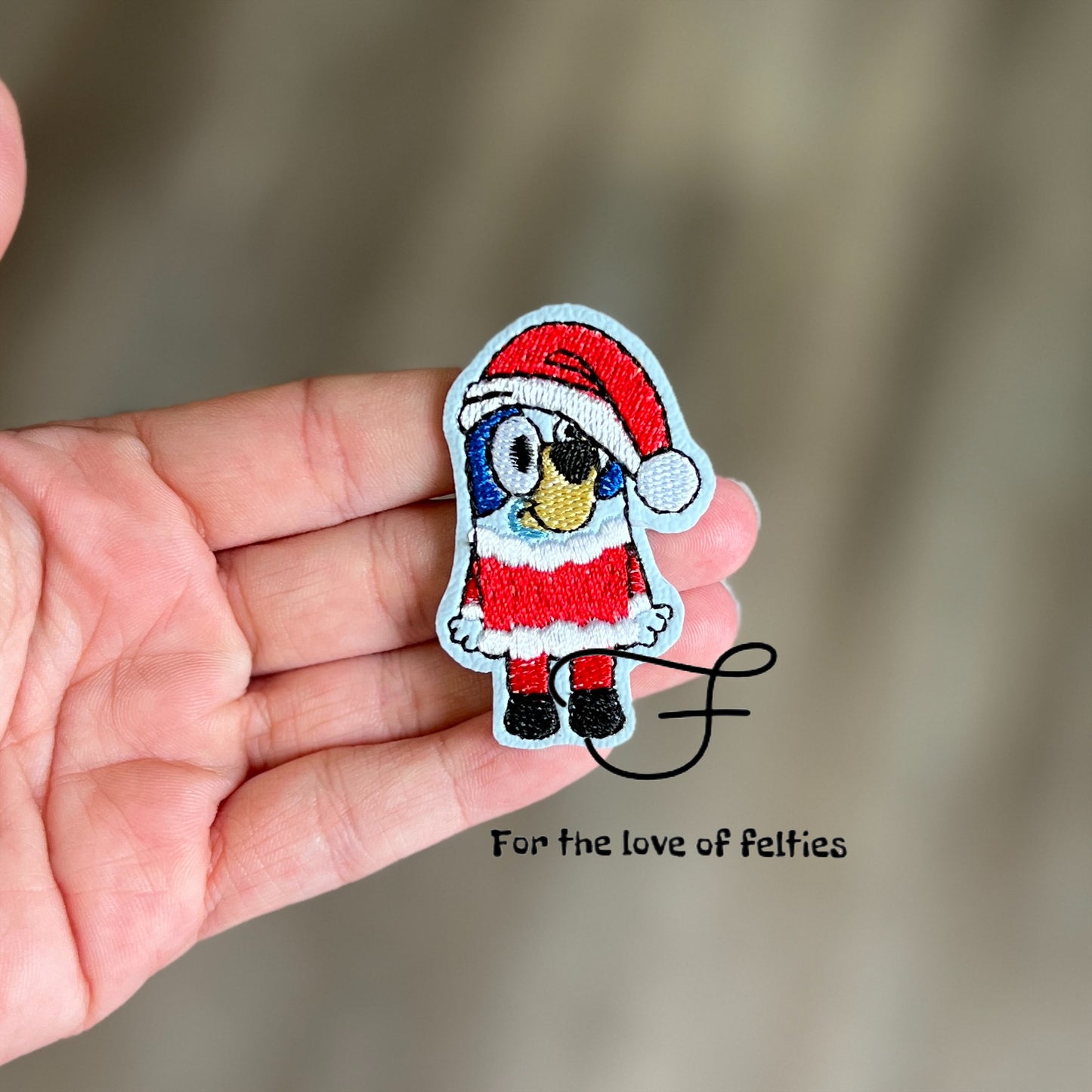 Blue Santa Dog Feltie