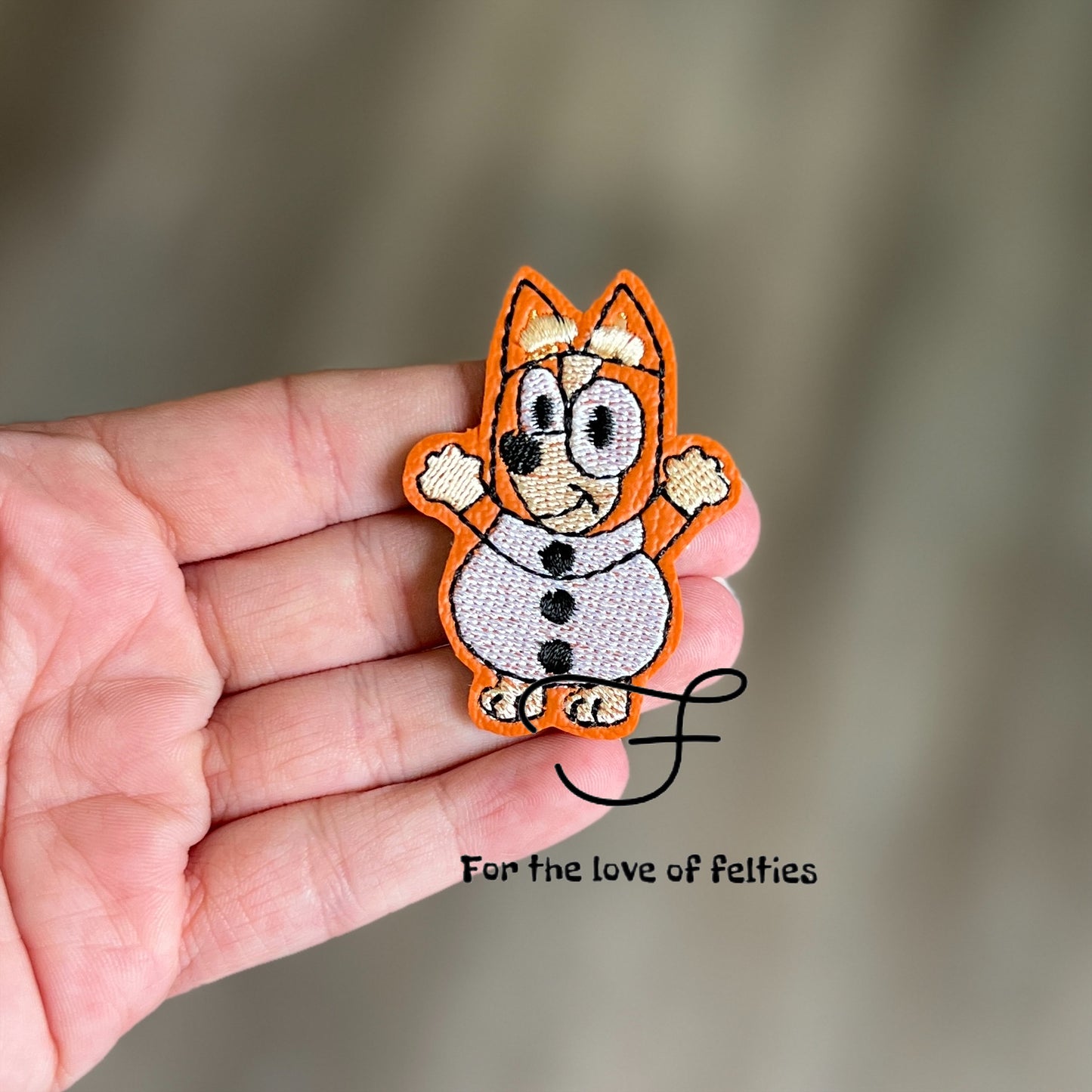 Orange Snowman Dog Feltie