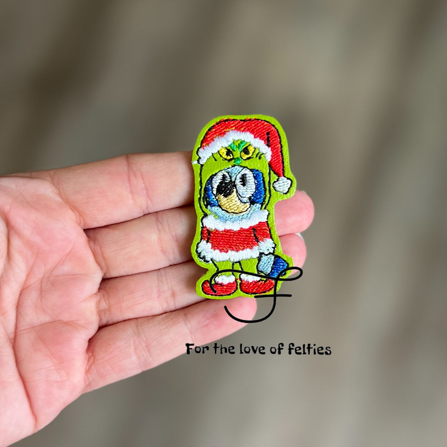 Blue Mean One Dog Feltie