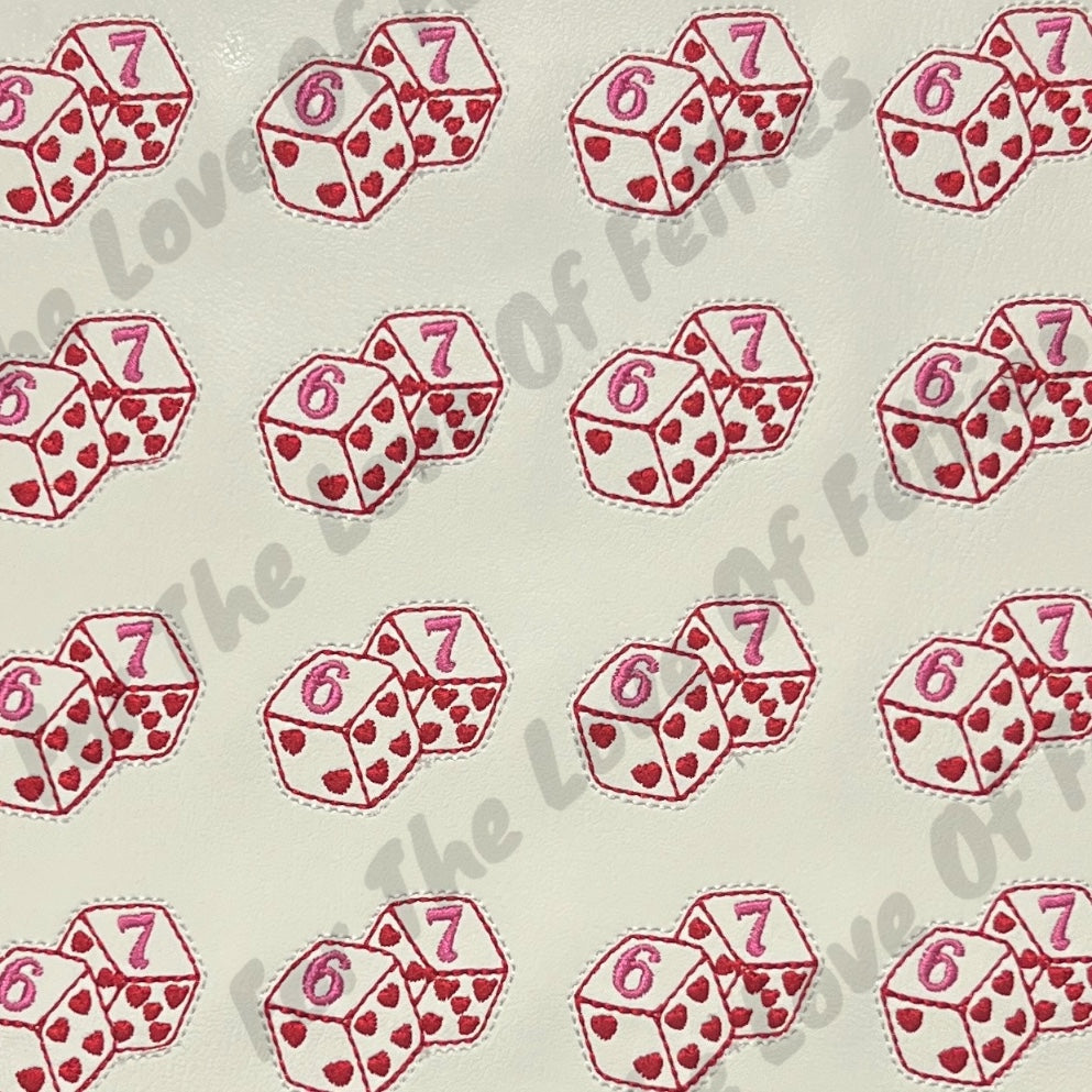 White Six Seven Dice Feltie