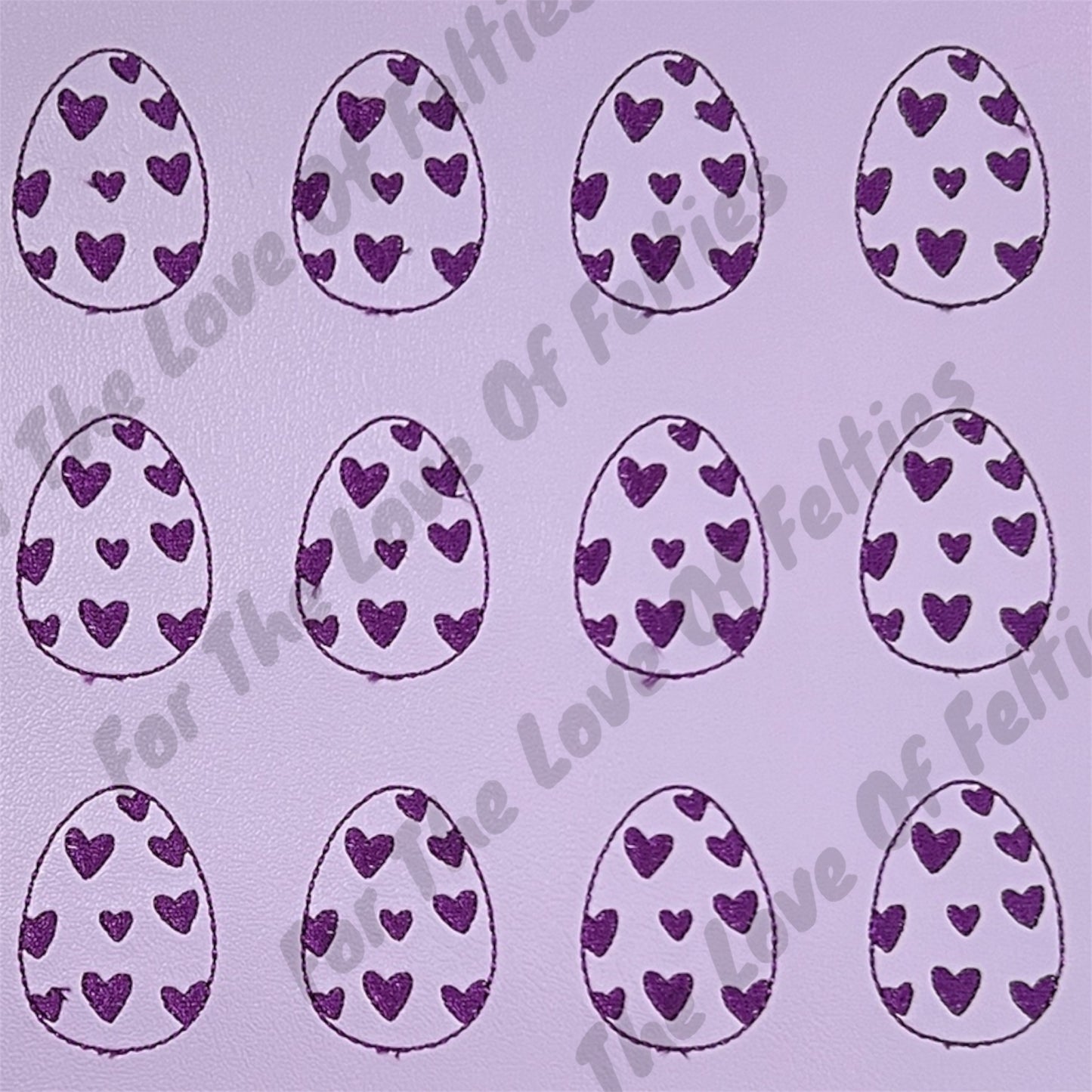 Purple Egg With Hearts Feltie
