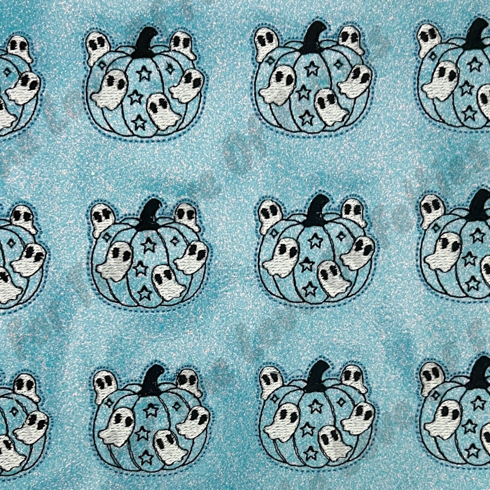Neon Blue Flying Ghost Pumpkin Feltie