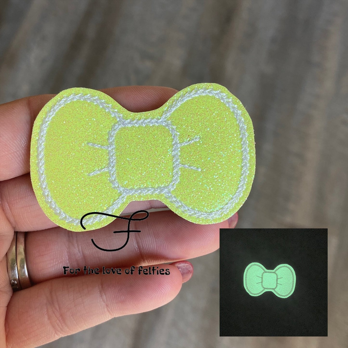 Yellow Glow Bow Feltie/ Bow Snap Clip Cover