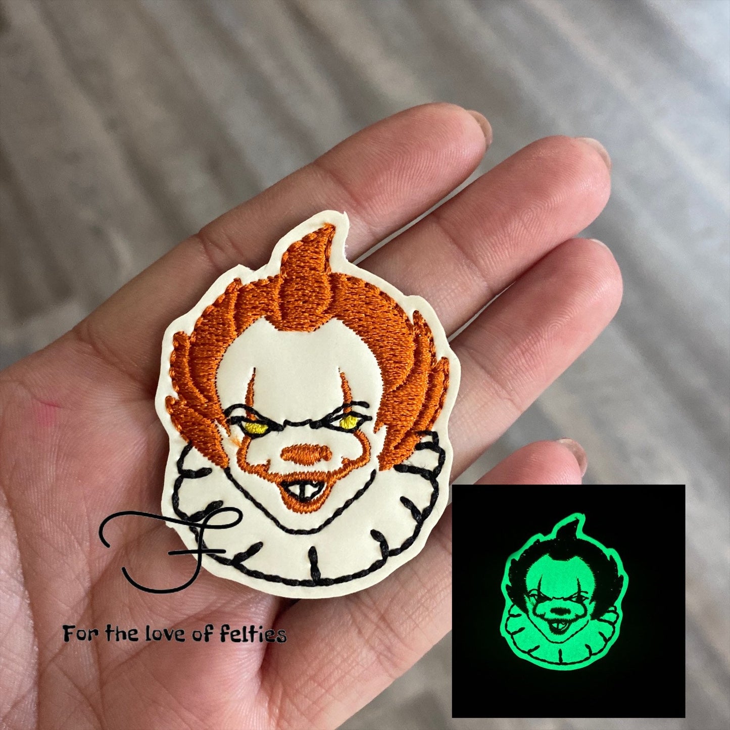 Scary Balloon Clown, Glow In The Dark Feltie