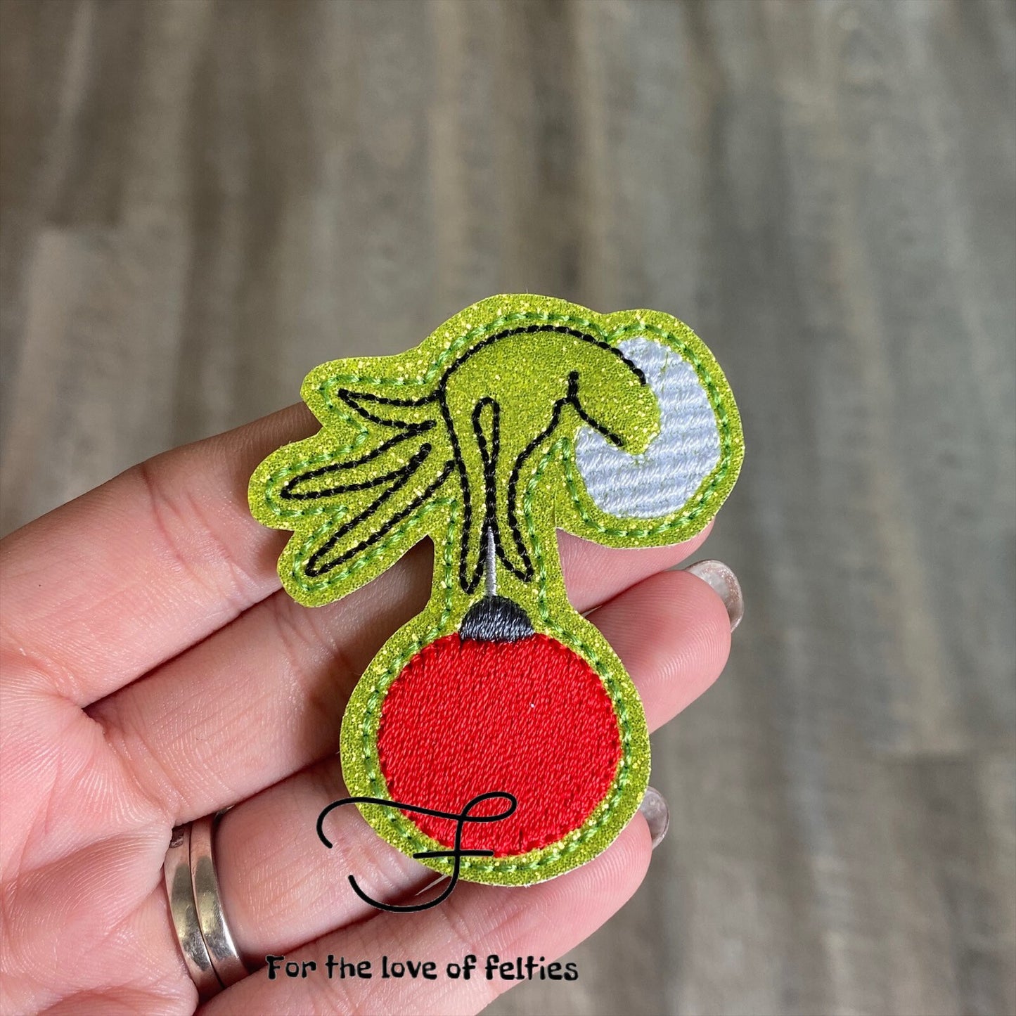 Mean One Hand with Ornament Feltie