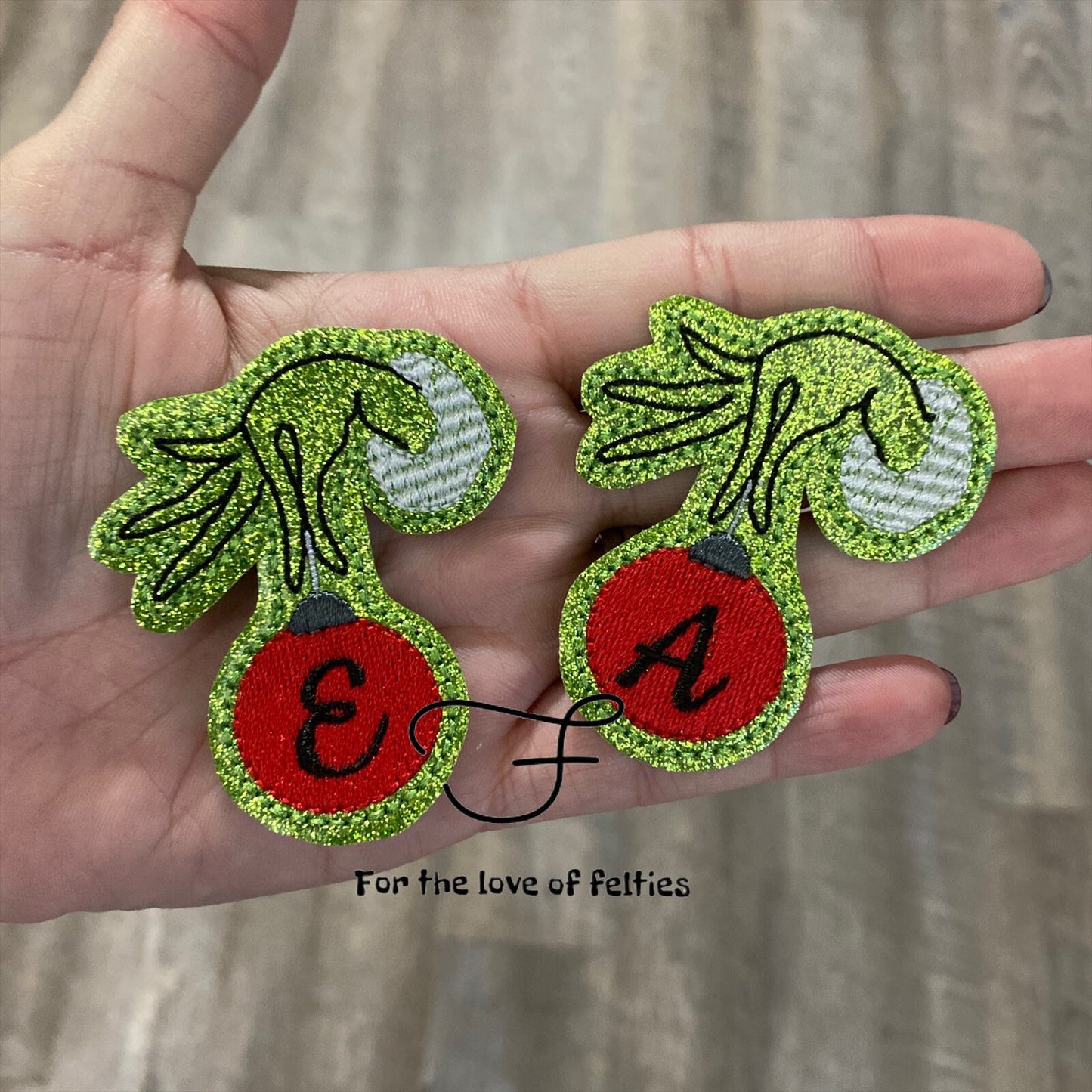 Personalized Grinch Hand Feltie