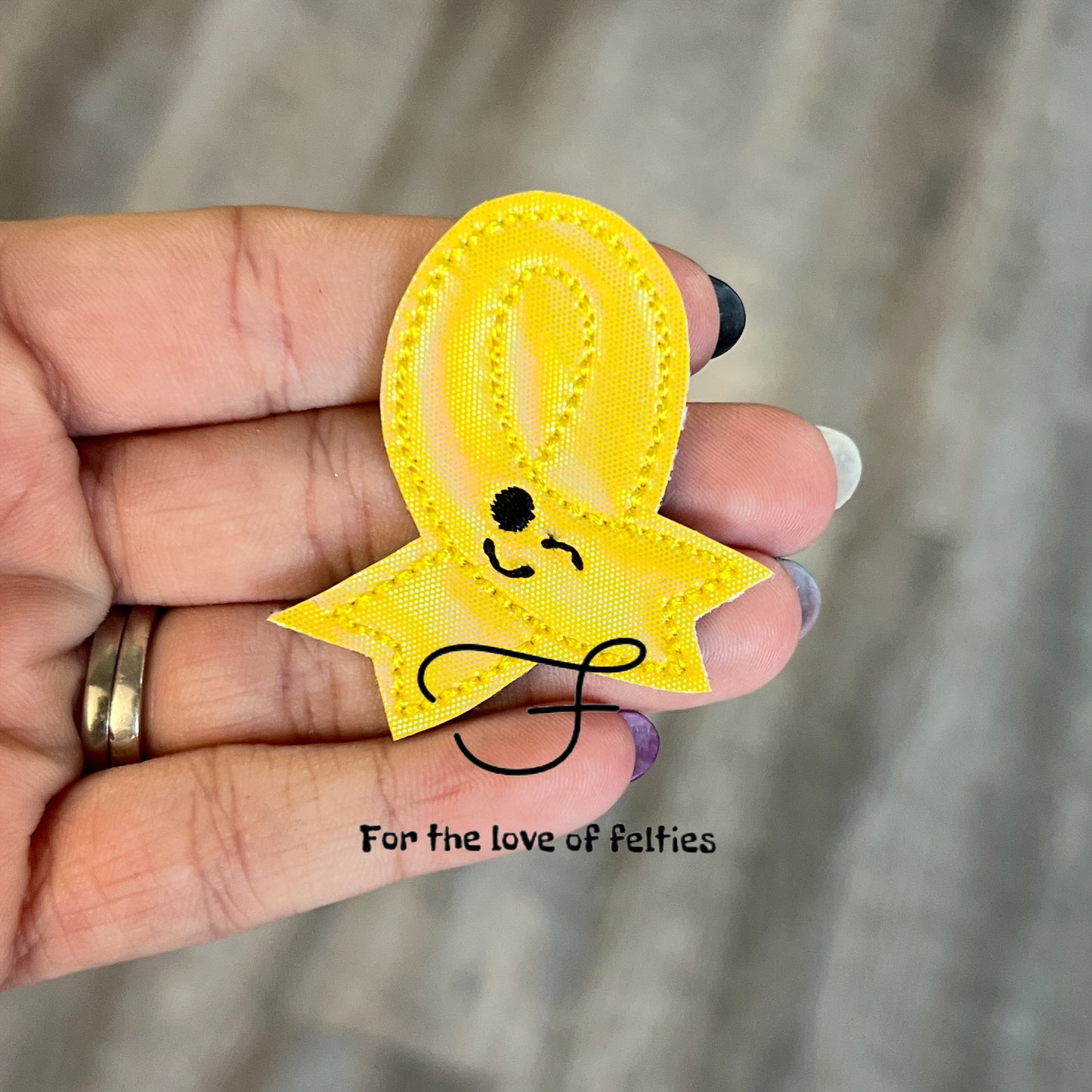 Yellow Happy Awareness Ribbon Feltie