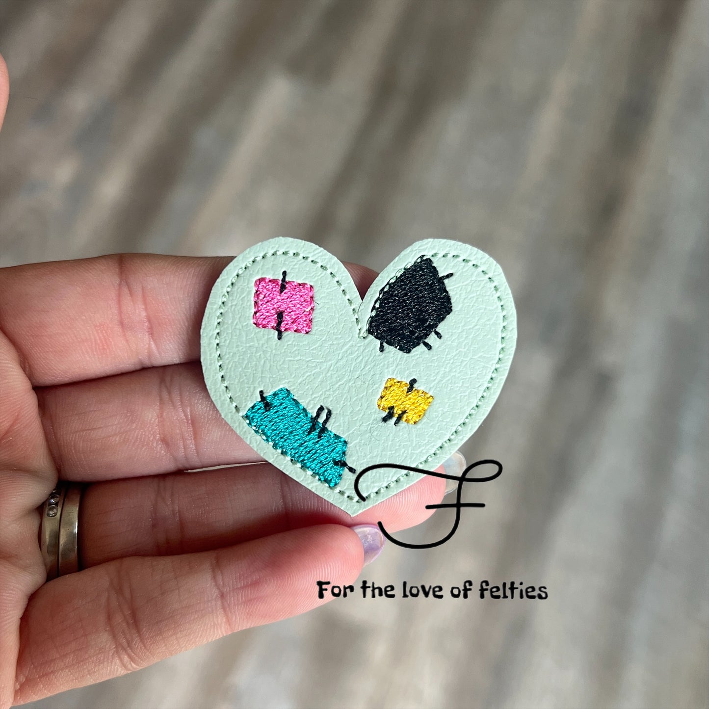 Sally Patchwork Heart Feltie