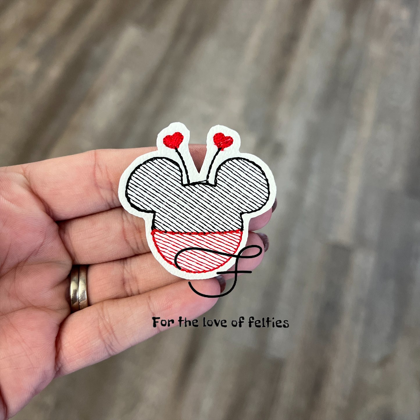 Valentine Mouse Head Feltie