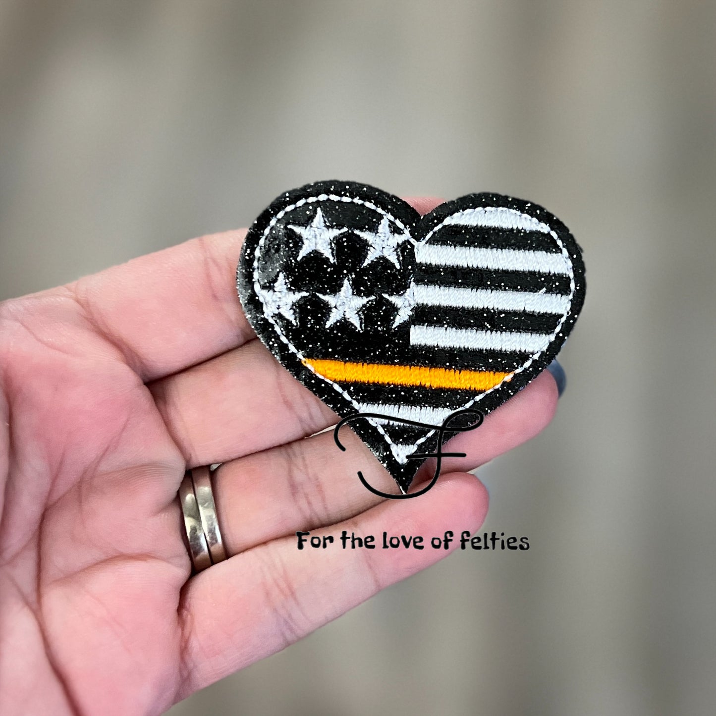 Thin Orange Line Heart Feltie