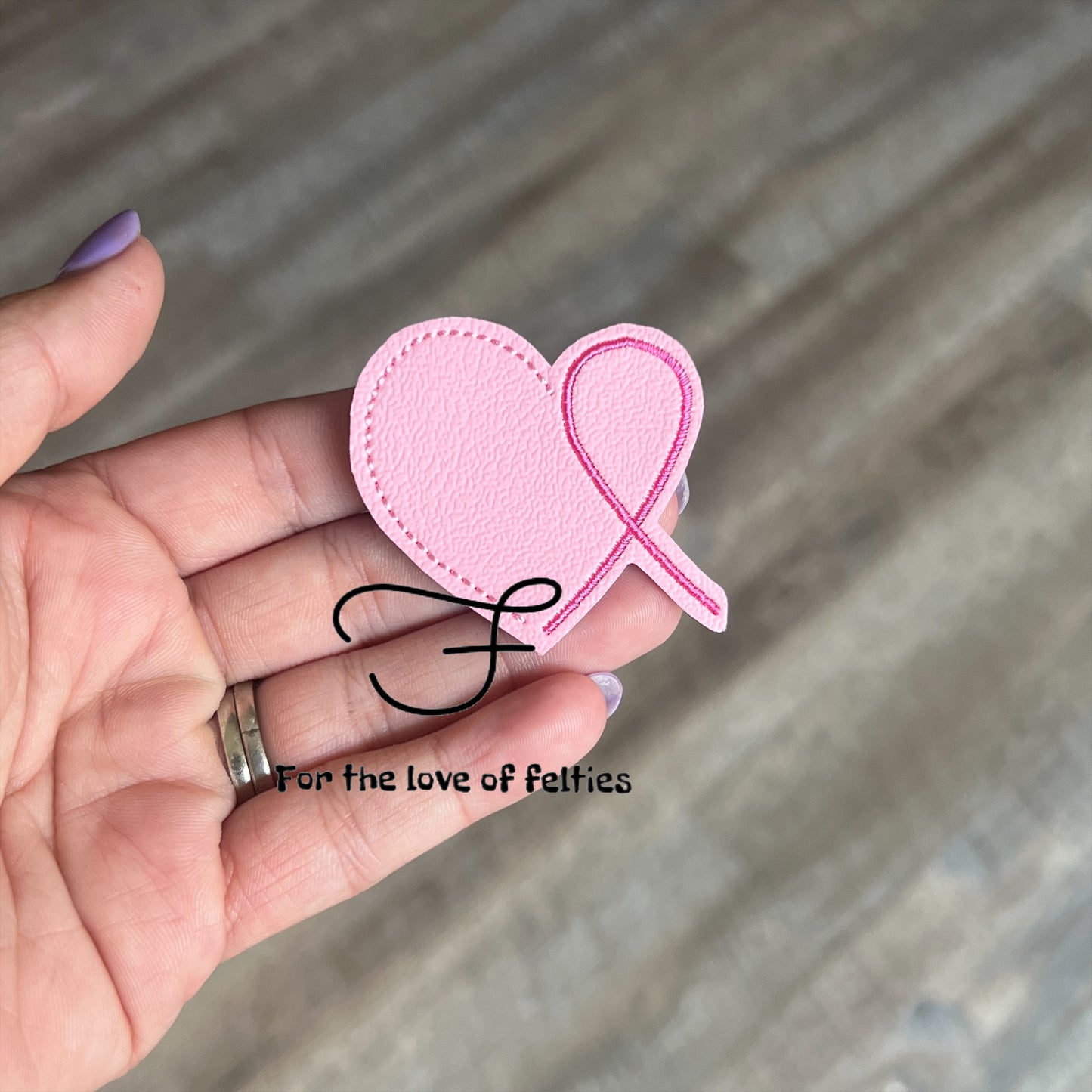 Pink Ribbon Heart Feltie