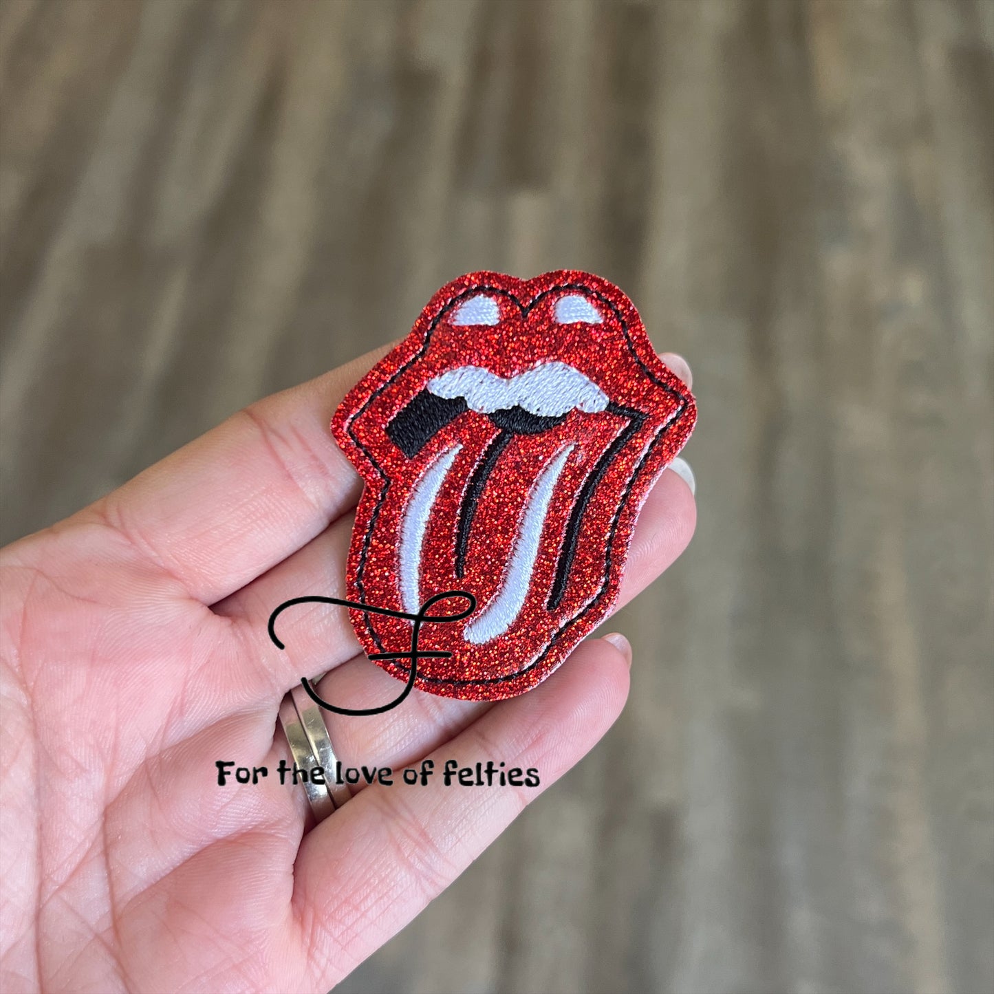 Red Rolling Stone Mouth Feltie