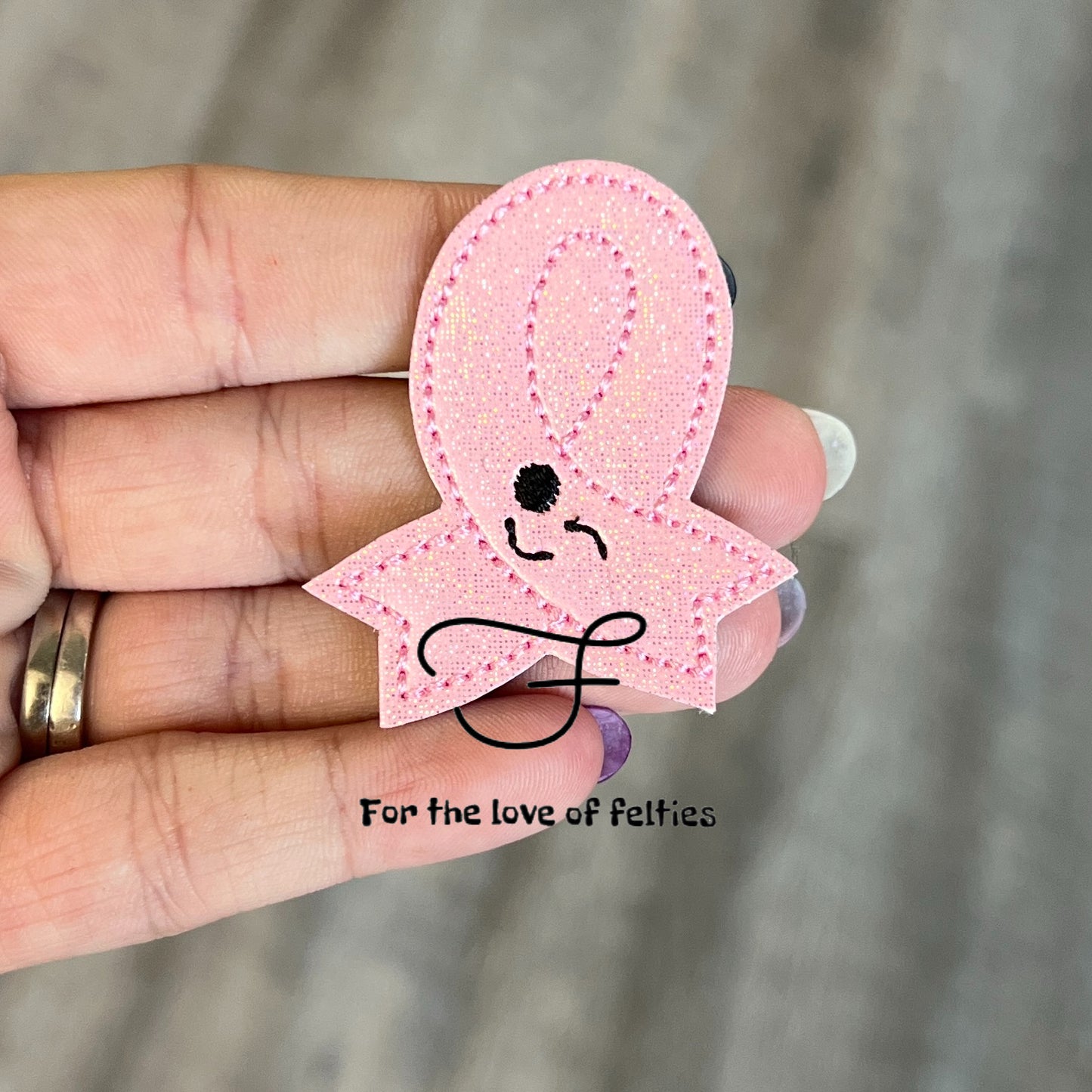 Pink Happy Awareness Ribbon Feltie