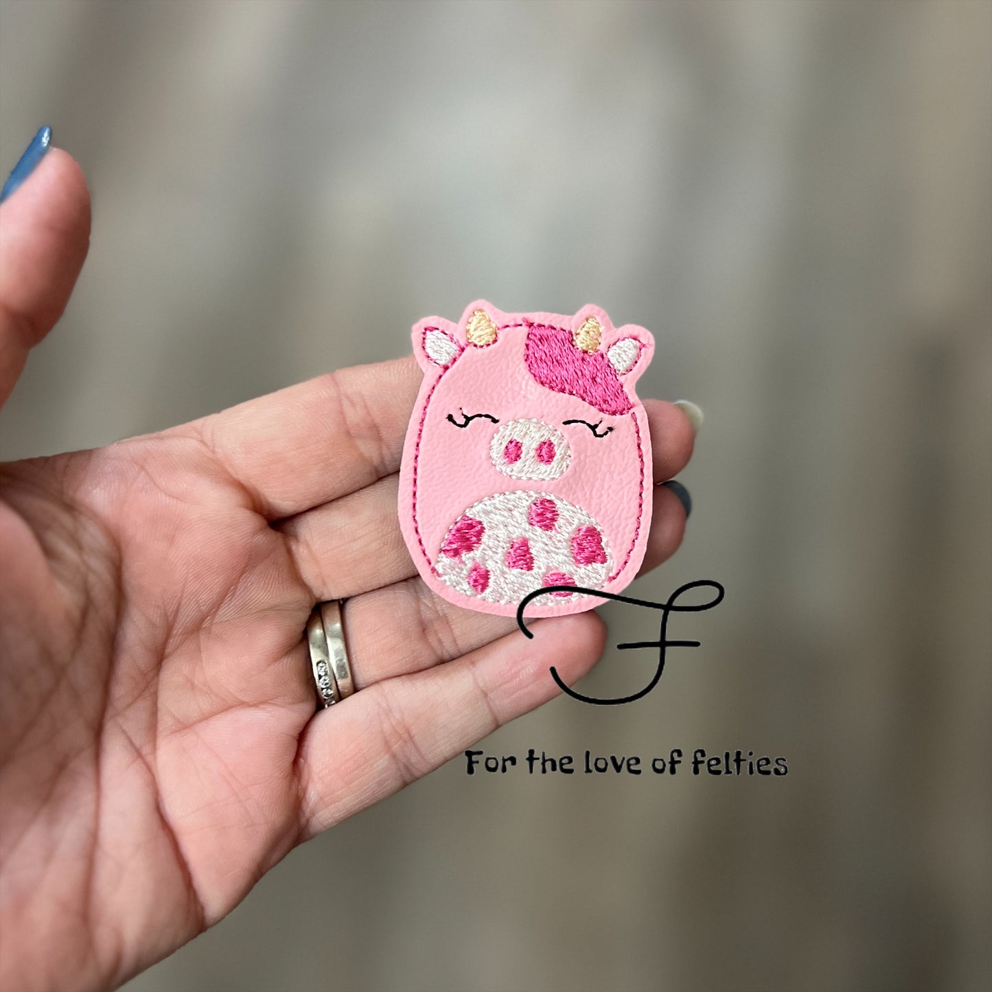 Pink Cow Squish Toy Feltie