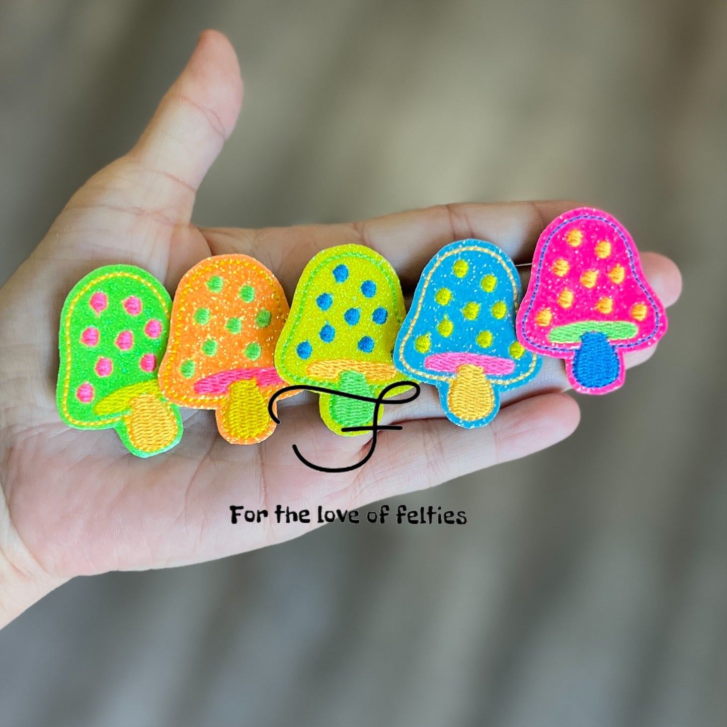 Neon Mushroom Feltie