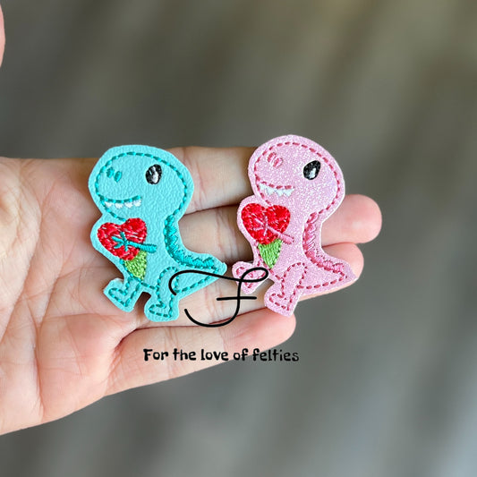 Dino Holding Heart Feltie