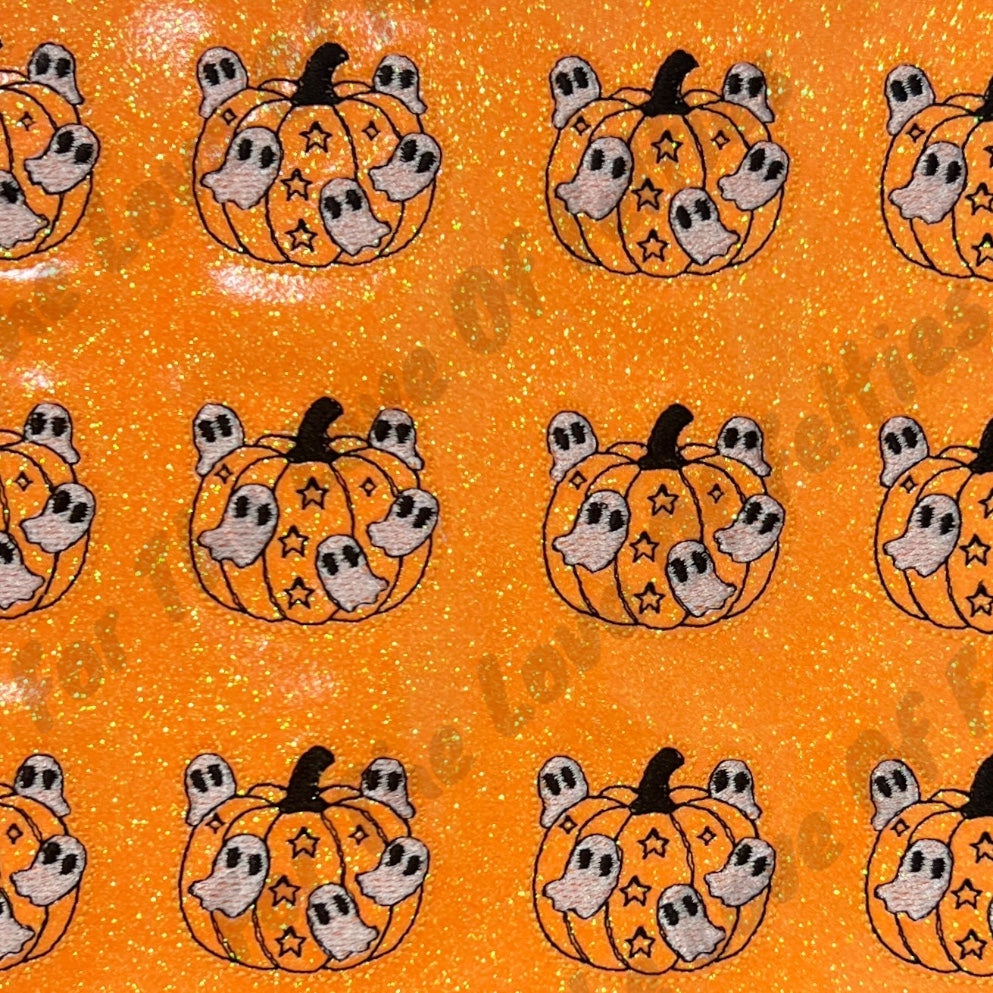 Neon Orange Flying Ghost Pumpkin Feltie