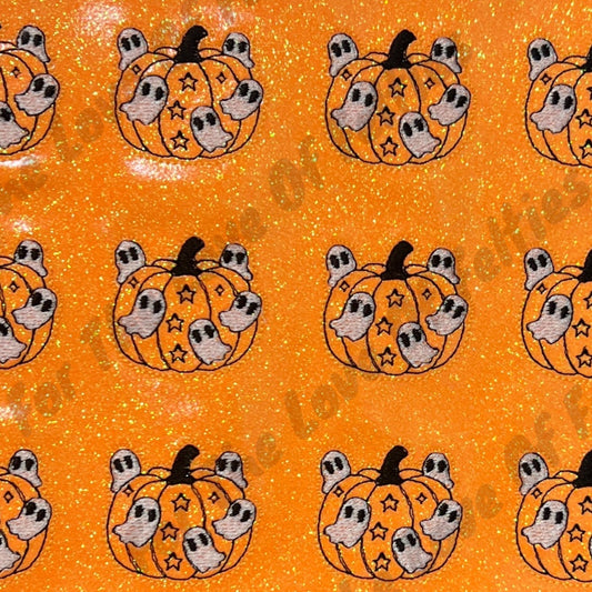Neon Orange Flying Ghost Pumpkin Feltie