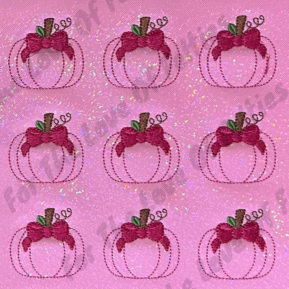 Pink Glitter Pumpkin, Pink Bow Feltie
