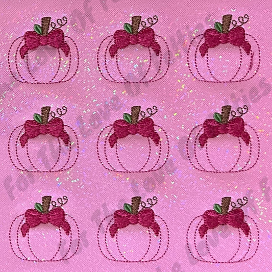 Pink Glitter Pumpkin, Pink Bow Feltie