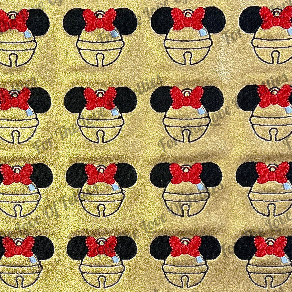 Gold Shimmer Girl Mouse Bell  Feltie