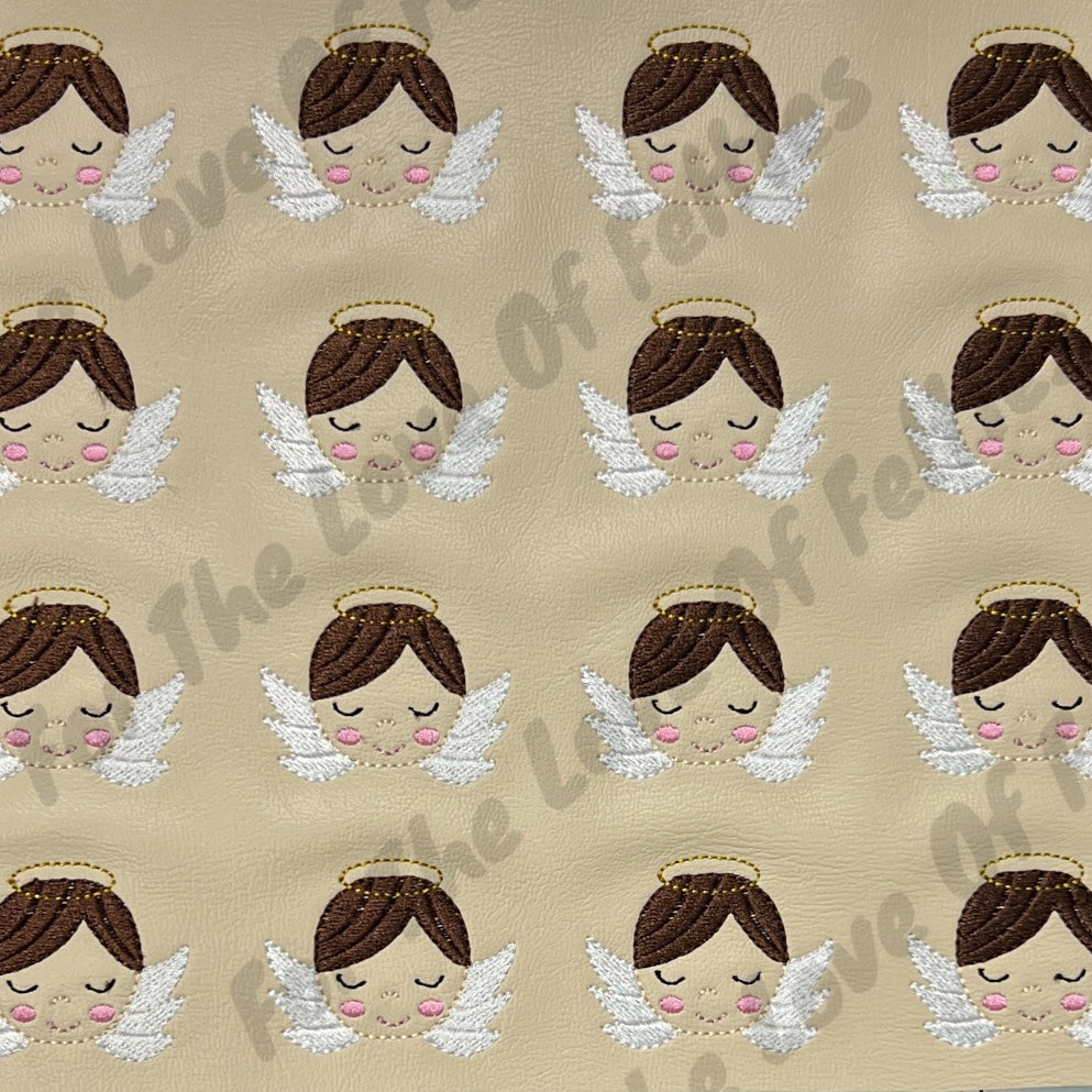 Light Skinned Burnette Angel Head Feltie