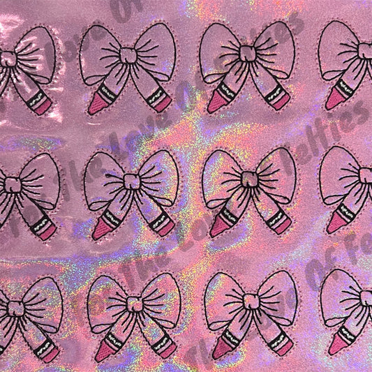 Pink Crayon Bow Feltie