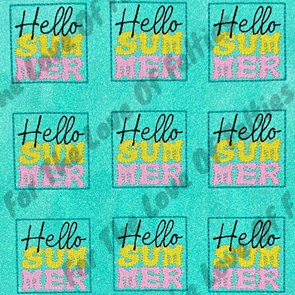 Teal Glitter Hello Summer Feltie