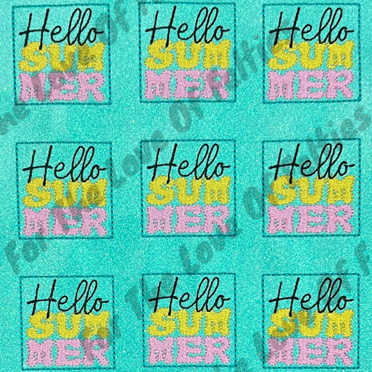 Teal Glitter Hello Summer Feltie