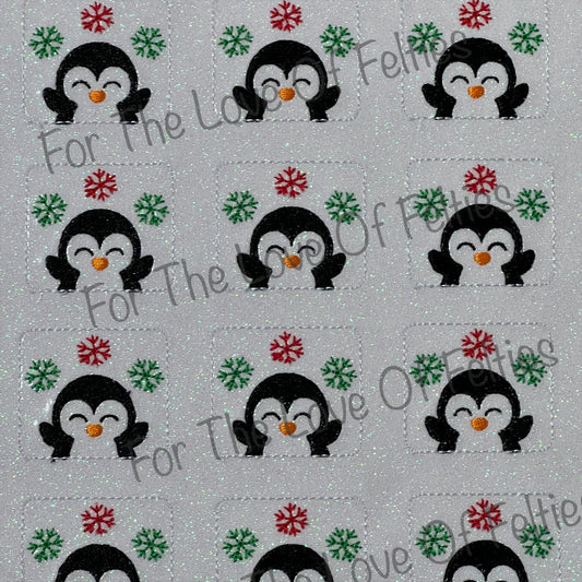 Penguin with Christmas Snowflakes Feltie