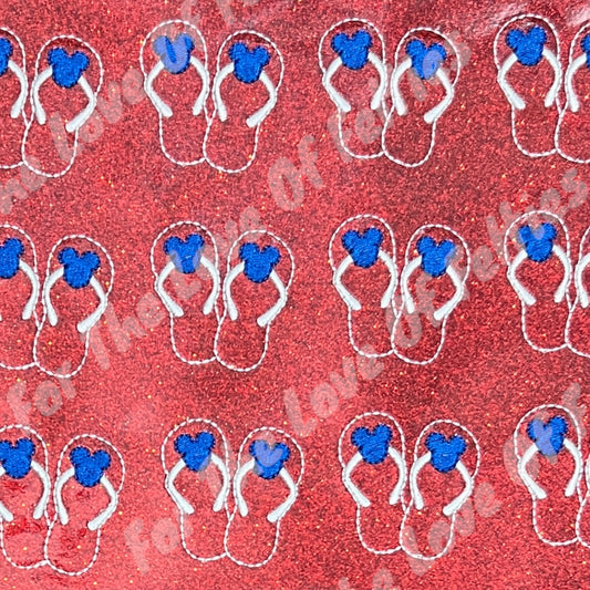 Red Patriotic Mouse Flip Flop Feltie
