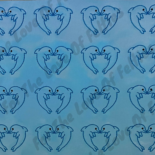 Blue Dolphin Heart Feltie