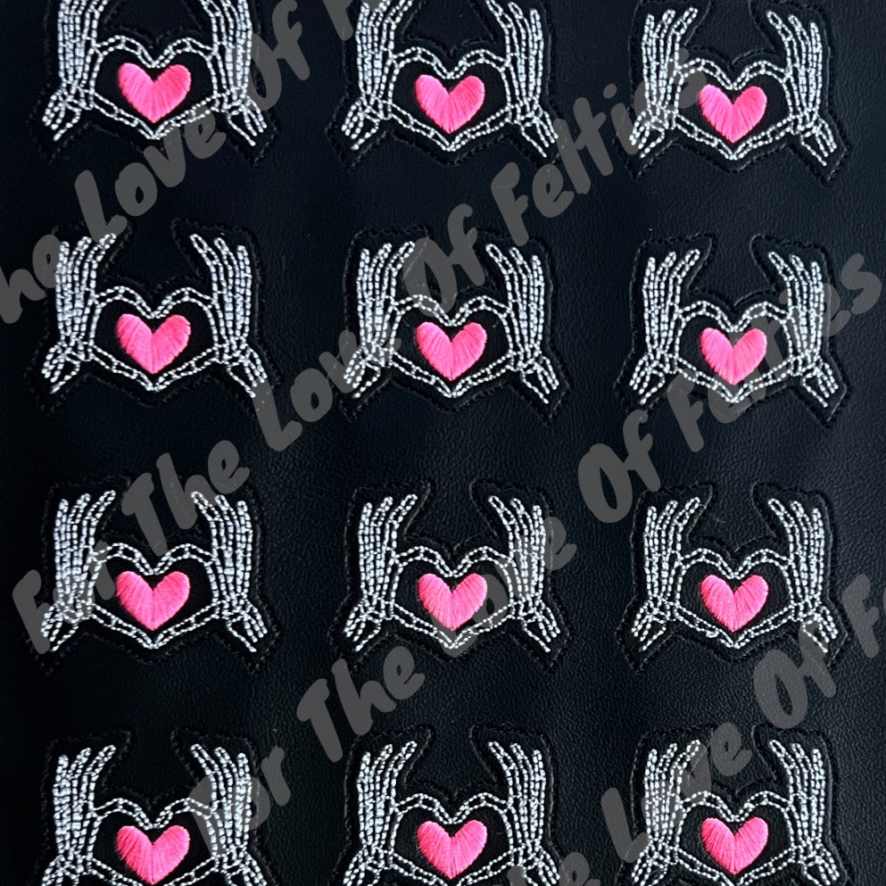 Skeleton Hand Heart Feltie