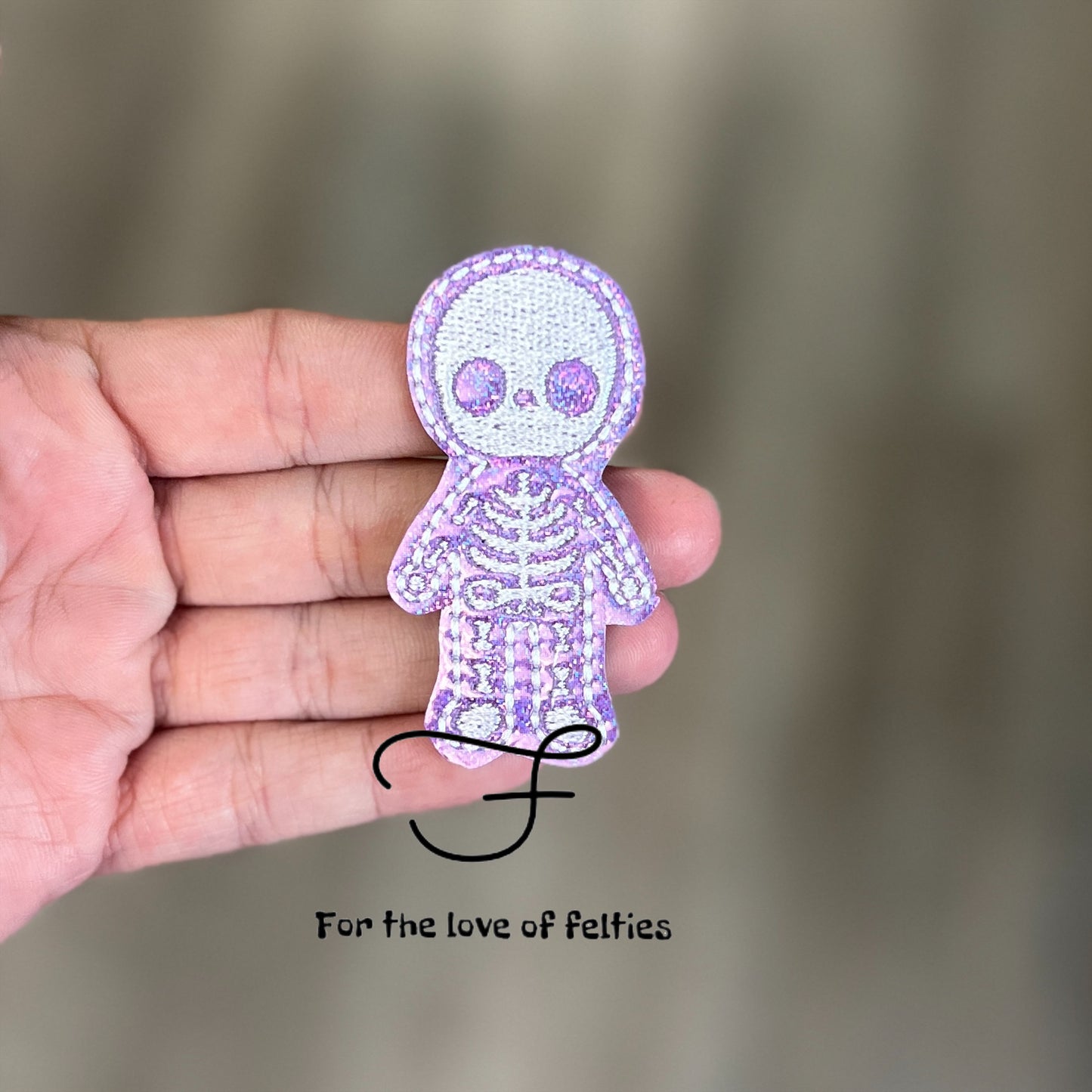 Glitter Skeleton Boy Feltie