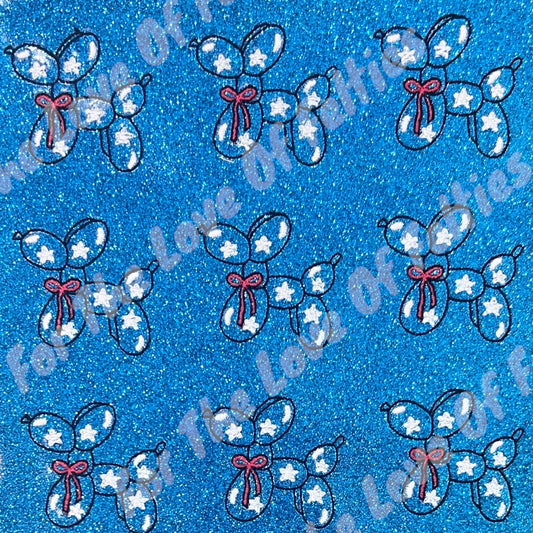 Blue Patriotic Balloon Dog Feltie