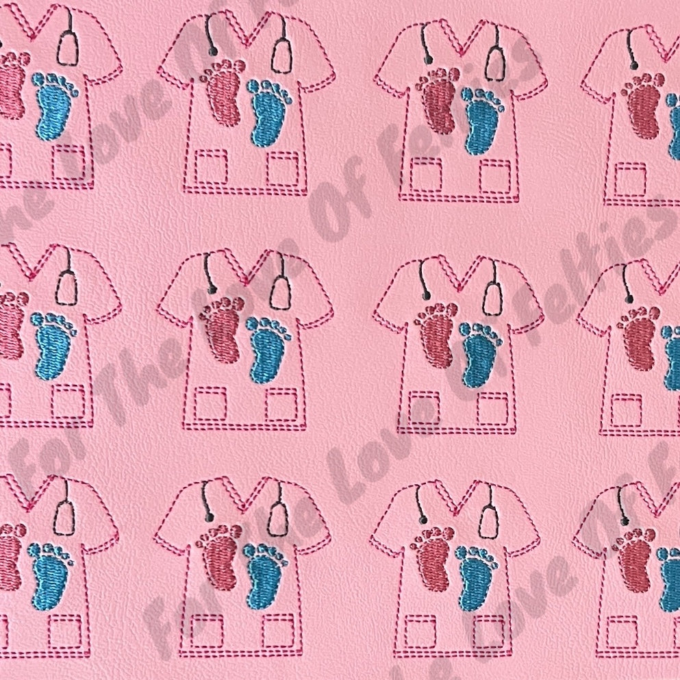 Pink Labor and Delivery Scrub Top Feltie