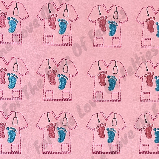 Pink Labor and Delivery Scrub Top Feltie