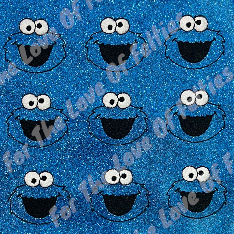 Blue Glitter Furry Monster Feltie