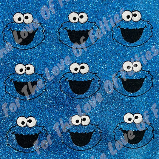 Blue Glitter Furry Monster Feltie