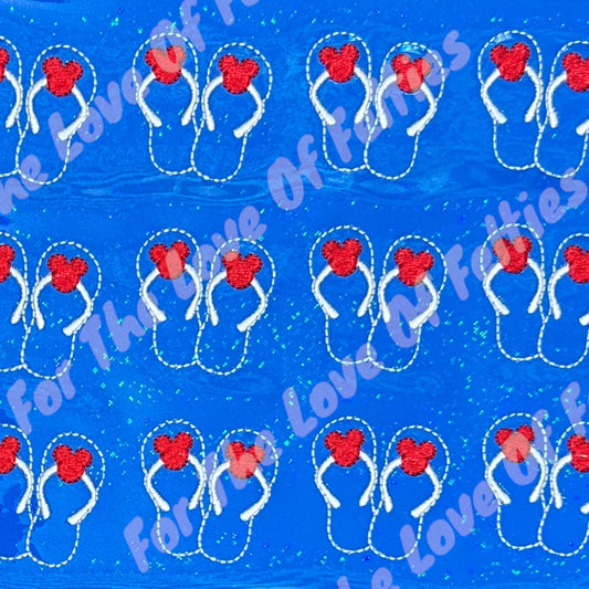 Blue Patriotic Mouse Flip Flop Feltie
