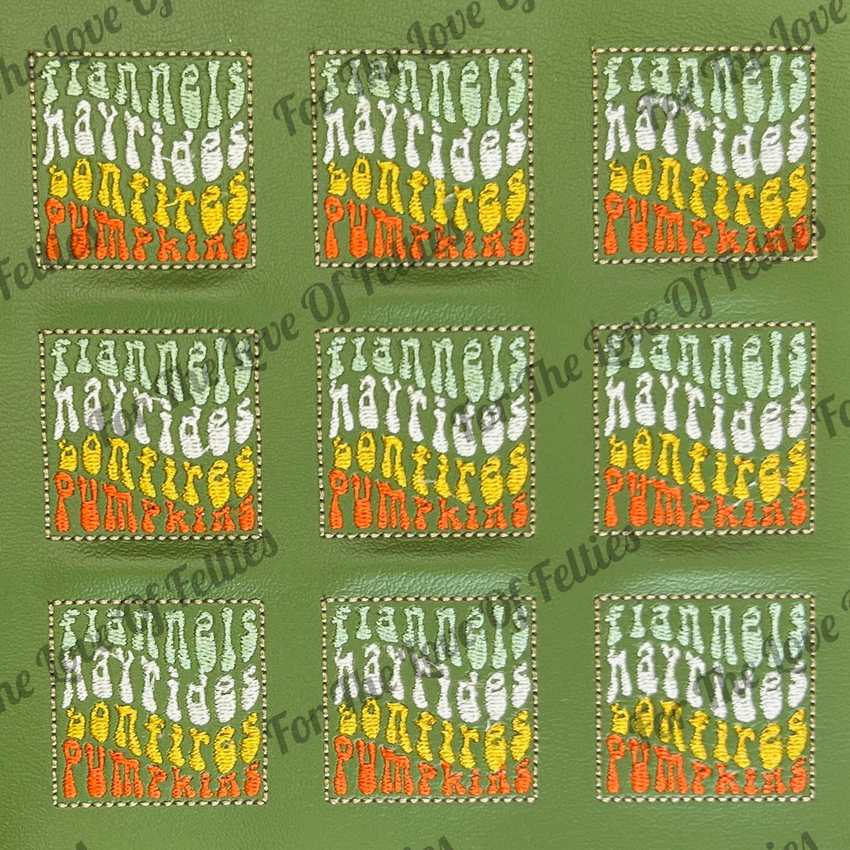 Sage Green Flannels, Hayrides, Bonfires, Pumpkin Feltie