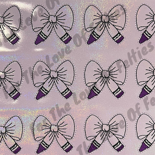 Purple Crayon Bow Feltie